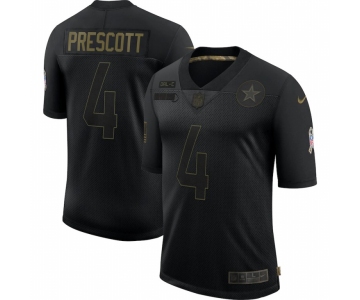 Men Dallas Cowboys #4 Dak Prescott Nike 2020 Salute To Service Limited Jersey Black
