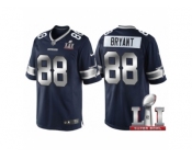 Men Dallas Cowboys #88 Dez Bryant Navy Blue 2017 Super Bowl 51 Patch Steel Silver Limited Jersey
