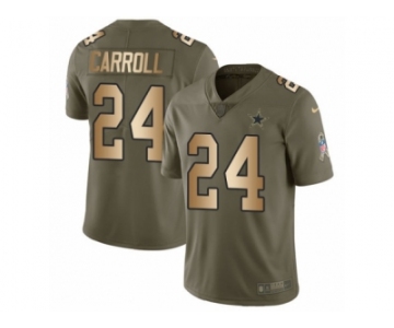Men Nike Dallas Cowboys #24 Nolan Carroll Limited Olive Gold 2017 Salute to Service NFL Jersey