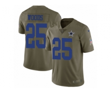Men Nike Dallas Cowboys #25 Xavier Woods Limited Olive 2017 Salute to Service NFL Jersey