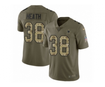 Men Nike Dallas Cowboys #38 Jeff Heath Limited Olive Camo 2017 Salute to Service NFL Jersey
