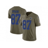 Men Nike Dallas Cowboys #87 Geoff Swaim Limited Olive 2017 Salute to Service NFL Jersey