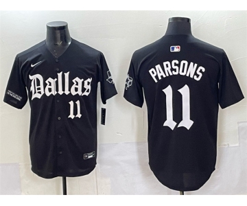 Men's Dallas Cowboys #11 Micah Parsons Black 'Gothic Lone Star Edition' Limited Stitched Baseball Jersey