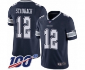 Men's Dallas Cowboys #12 Roger Staubach Navy Blue Team Color Vapor Untouchable Limited Player 100th Season Football Jersey Men's Dallas Cowboys #12 Roger Staubach Navy Blue Team Color Vapor Untouchable Limited Player 100th Season Football Jersey