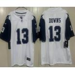 Men's Dallas Cowboys #13 Caleb Downs White Throwback Vapor Jersey Men's Dallas Cowboys #13 Caleb Downs White Throwback Vapor Jersey