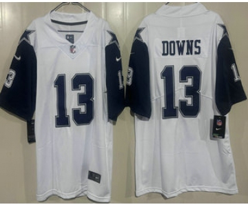 Men's Dallas Cowboys #13 Caleb Downs White Throwback Vapor Jersey