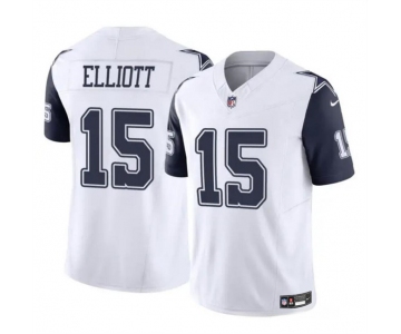 Men's Dallas Cowboys #15 Ezekiel Elliott White 2023 F.U.S.E Color Rush Limited Football Stitched Jersey