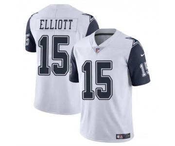Men's Dallas Cowboys #15 Ezekiel Elliott White Color Rush Limited Football Stitched Jersey