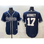 Men's Dallas Cowboys #17 Brandon Aubrey Navy Cool Base Stitched Baseball Jersey