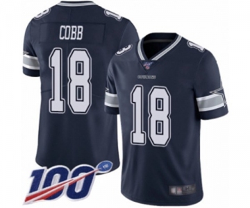Men's Dallas Cowboys #18 Randall Cobb Navy Blue Team Color Vapor Untouchable Limited Player 100th Season Football Jersey