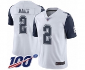 Men's Dallas Cowboys #2 Brett Maher Limited White Rush Vapor Untouchable 100th Season Football Jersey
