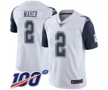 Men's Dallas Cowboys #2 Brett Maher Limited White Rush Vapor Untouchable 100th Season Football Jersey
