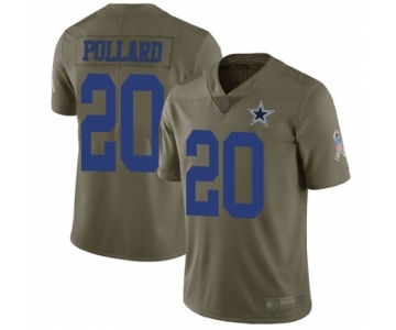 Men's Dallas Cowboys #20 Tony Pollard Limited Olive 2017 Salute to Service Football Jersey