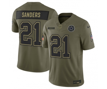 Men's Dallas Cowboys #21 Deion Sanders Olive 2025 F.U.S.E. Salute to Service Limited Football Stitched Jersey