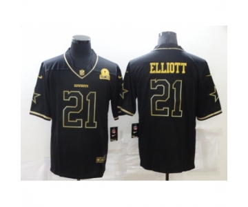 Men's Dallas Cowboys #21 Ezekiel Elliott Black Gold Throwback Limited Jersey