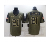 Men's Dallas Cowboys #21 Ezekiel Elliott Nike Olive 2021 Salute To Service Limited Player Jersey