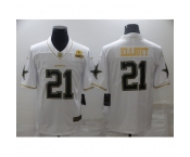 Men's Dallas Cowboys #21 Ezekiel Elliott White Gold Limited Player Jersey