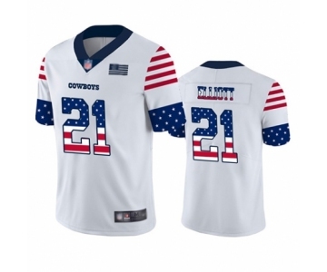 Men's Dallas Cowboys #21 Ezekiel Elliott White Independence Day Limited Football Jersey