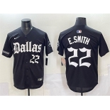 Men's Dallas Cowboys #22 Emmitt Smith Black 'Gothic Lone Star Edition' Limited Stitched Baseball Jersey