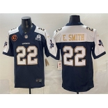 Men's Dallas Cowboys #22 Emmitt Smith Navy F.U.S.E. With John Madden Patch & Established In 1960 Patch Thanksgiving Vapor Limited Stitched Football Jersey