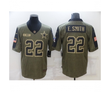 Men's Dallas Cowboys #22 Emmitt Smith Nike Olive 2021 Salute To Service Limited Player Jersey