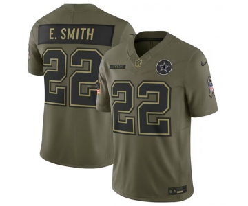 Men's Dallas Cowboys #22 Emmitt Smith Olive 2025 Salute to Service Limited Football Stitched Jersey