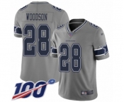 Men's Dallas Cowboys #28 Darren Woodson Limited Gray Inverted Legend 100th Season Football Jersey