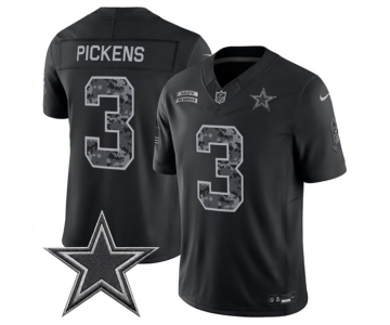Men's Dallas Cowboys #3 George pickens Black 2026 F.U.S.E. Salute to Service Limited Stitched Football Jersey