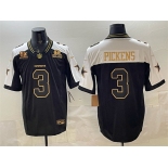 Men's Dallas Cowboys #3 George pickens Black Gold 2025 F.U.S.E. With 5x Super Bowl Champions & Established In 1960 Patch Vapor Limited Stitched Football Je
