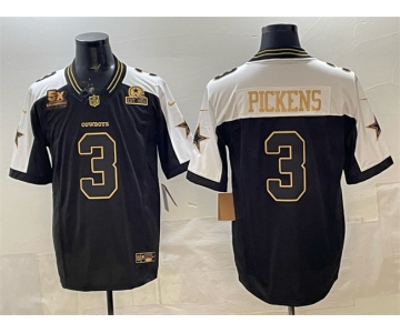 Men's Dallas Cowboys #3 George pickens Black Gold 2025 F.U.S.E. With 5x Super Bowl Champions & Established In 1960 Patch Vapor Limited Stitched Football Je