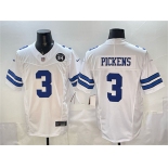 Men's Dallas Cowboys #3 George pickens Navy F.U.S.E. 94 Marshawn Kneeland Memorial Patch Vapor Limited Stitched Football Jersey