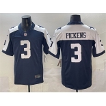 Men's Dallas Cowboys #3 George pickens Navy F.U.S.E. Thanksgiving Vapor Limited Stitched Football Jersey