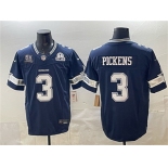 Men's Dallas Cowboys #3 George pickens Navy F.U.S.E. With 5x Super Bowl Champions & Established In 1960 Patch Vapor Limited Football Stitched Jersey