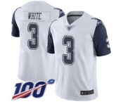 Men's Dallas Cowboys #3 Mike White Limited White Rush Vapor Untouchable 100th Season Football Jersey