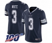 Men's Dallas Cowboys #3 Mike White Navy Blue Team Color Vapor Untouchable Limited Player 100th Season Football Jersey