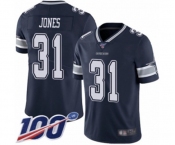 Men's Dallas Cowboys #31 Byron Jones Navy Blue Team Color Vapor Untouchable Limited Player 100th Season Football Jersey