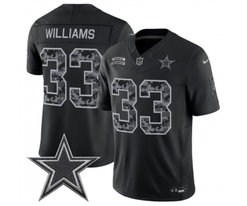 Men's Dallas Cowboys #33 Javonte Williams Black 2026 F.U.S.E. Salute to Service Limited Stitched Football Jersey