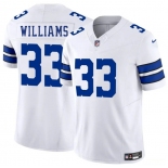 Men's Dallas Cowboys #33 Javonte Williams White 2025 F.U.S.E. Vapor Untouchable Limited Football Stitched Jersey