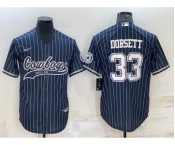 Men's Dallas Cowboys #33 Tony Dorsett Navy With Patch Cool Base Stitched Baseball Jersey