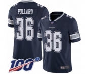 Men's Dallas Cowboys #36 Tony Pollard Navy Blue Team Color Vapor Untouchable Limited Player 100th Season Football Jersey