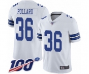 Men's Dallas Cowboys #36 Tony Pollard White Vapor Untouchable Limited Player 100th Season Football Jersey