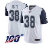 Men's Dallas Cowboys #38 Jeff Heath Limited White Rush Vapor Untouchable 100th Season Football Jersey