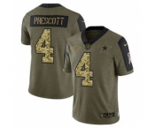 Men's Dallas Cowboys #4 Dak Prescott 2021 Olive Camo Salute To Service Limited Stitched Football Jersey