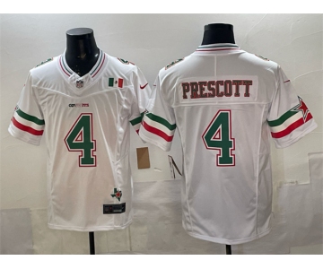 Men's Dallas Cowboys #4 Dak Prescott 2024 Mexico White F.U.S.E. Stitched Football Jersey