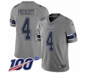 Men's Dallas Cowboys #4 Dak Prescott Limited Gray Inverted Legend 100th Season Football Jersey Men's Dallas Cowboys #4 Dak Prescott Limited Gray Inverted Legend 100th Season Football Jersey