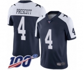 Men's Dallas Cowboys #4 Dak Prescott Navy Blue Throwback Alternate Vapor Untouchable Limited Player 100th Season Football Jersey Men's Dallas Cowboys #4 Dak Prescott Navy Blue Throwback Alternate Vapor Untouchable Limited Player 100th Season Football Jersey