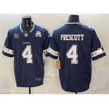 Men's Dallas Cowboys #4 Dak Prescott Navy F.U.S.E. With 5x Super Bowl Champions & Established In 1960 Patch Vapor Limited Stitched Football Jersey