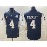 Men's Dallas Cowboys #4 Dak Prescott Navy F.U.S.E. With Established In 1960 Patch And 4-Star C Patch Vapor Limited Stitched Football Jersey