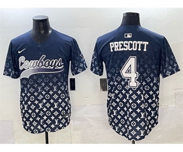 Men's Dallas Cowboys #4 Dak Prescott Navy Limited Stitched Baseball Jersey