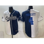 Men's Dallas Cowboys #4 Dak Prescott White Navy Split Stitched Jersey Men's Dallas Cowboys #4 Dak Prescott White Navy Split Stitched Jersey